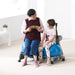 Adult and child on ball chairs